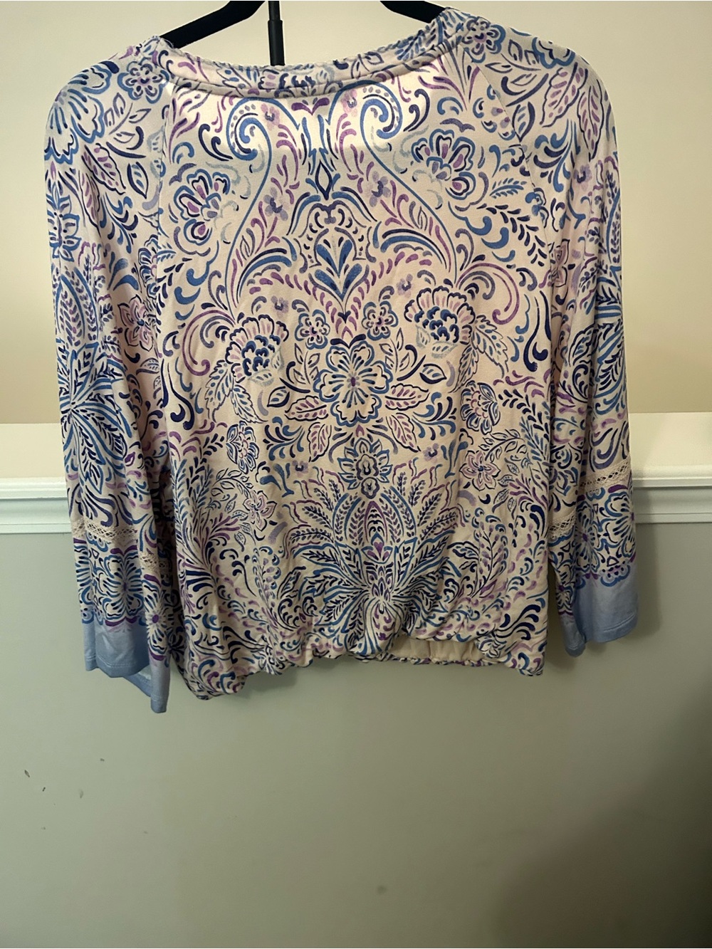 Democracy Lavender and Light Blue Floral-Print Long Sleeve Top - Picture 9 of 12